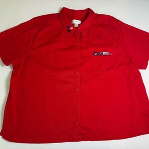 CJ Banks Red Button Down patriotic embroidered Shirt